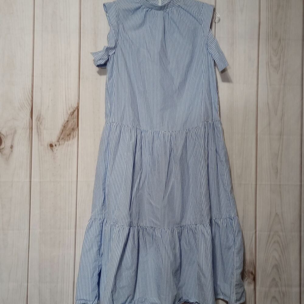 Who what‎ Wear Dress Ladies Medium Cap sleeve Midi Blue White Tiered